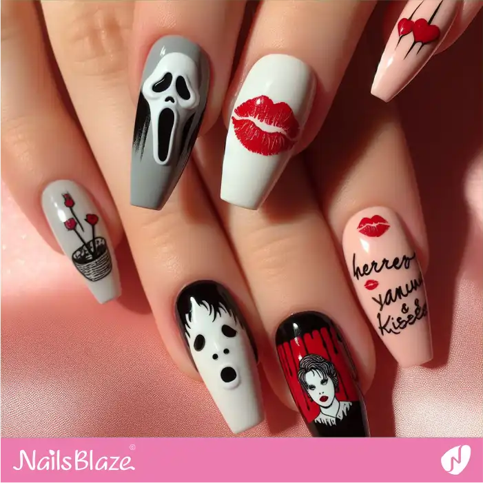 Death Kisses for Love Day Nails | Valentine Nails - NB2175